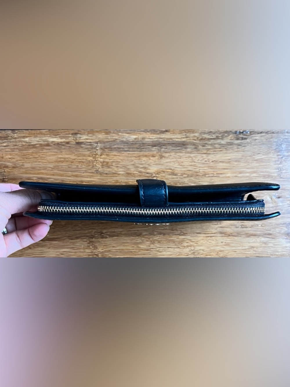 Coach Black Leather Zip-Around Skinny Wallet with Gold Logo - Picture 4 of 10